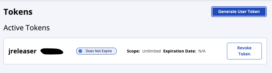 Le nom du jeton est JReleaser