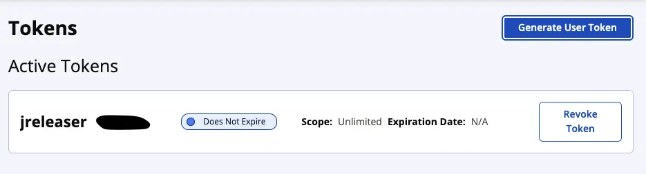 Le nom du jeton est JReleaser